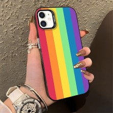 HONTINGA iPhone 12 Pro ile Uyumlu Kılıfı Silikon Kenar Sert Arka Düşüme Önleyici Basitlik Anti Düşme Kamera Korumali Gökkuşağı Desen Telefon Kılıfı Kadın ve Erkek Için Uygundur K1-0627