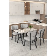 Mygusi Gnr 70X110CM Sabit Efes Mutfak Masası Takımı, Yemek Masası, 4 Modern Gri Sandalye