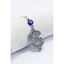 Biuti Kristal Taşlı Ş Harfi Metalik Renk Araba Dikiz Ayna Süsü, Hediyelik Nazar Boncuklu Araba Süsü