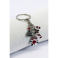 Biuti Gümüş Renkli Yılbaşı Temalı Anahtarlık, Hediyelik Christmas Çanta Süsü