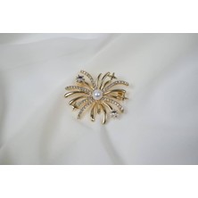 Atelier Tuğba BRŞ013 Inci Detaylı Yıldız Form Zirkon Taşlı Broş