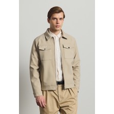 Danger Erkek Standart Kalıp Gömlek Yaka Ceket Bej