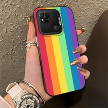 HONTINGA Xiaomi Redmi 10A ile Uyumlu Kılıfı Silikon Kenar Sert Arka Düşüme Önleyici Basitlik Anti Düşme Kamera Korumali Gökkuşağı Desen Telefon Kılıfı Kadın ve Erkek Için Uygundur K1-0627