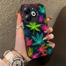 HONTINGA Infinix Smart 8 ile Uyumlu Kılıfı Silikon Kenar Sert Arka Düşüme Önleyici Basitlik Anti Düşme Kamera Korumali Renkli Yapraklar Desen Telefon Kılıfı K1-0629