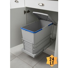 ALMITAL G-Cassone Dolap Içi Teleskopik Raylı Gri Çöp Kovası 24 Litre, Kapak Genişliği 40 Cm.