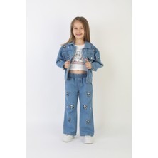 Canan Çakmak Kız Çocuk Sevimli Karekterli Kot Takım