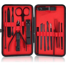 Normadia Şık Siyah 17 Parça Deri Çantalı Manikür Seti