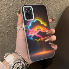 HONTINGA Xiaomi Redmi Note 10S ile Uyumlu Kılıfı Silikon Kenar Sert Arka Düşüme Önleyici Basitlik Anti Düşme Kamera Korumali Gökkuşağı Desen Telefon Kılıfı Kadın ve Erkek Için Uygundur K1-0627