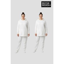 Superlife Kadın Büyük Beden 2 'li Set Kapşonlu Tunik Ince Sweatshırt  SPR26BTK991+2