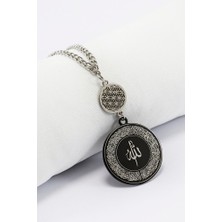 Biuti Yaşam Çiçeği Siyah Çelik Ön Allah Lafzı Ayetel Kürsi / Arka Felak Nas Ihlas Araba Dikiz Ayna Süsü