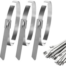 MN6 Sscb-42 Metal Kelepçe|elektrik ve Ağ Kabloları UYUMLU-4.6X200MM-10 Adet-Paslanmaz Çelik Kablo Bağı