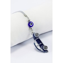 Biuti El Yapımı Cam Nazar Boncuklu Metal Lacivert Araba Dikiz Ayna Süsü, Yeni Araba Hediyesi