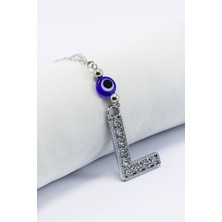 Biuti Kristal Taşlı Harfi Metalik Renk Araba Dikiz Ayna Süsü, Hediyelik Nazar Boncuklu Araba Süsü