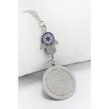 Biuti Zirkon Taşlı Hamseli Parlak Çerçeveli Çift Yön Ayetel Kürsi Hat Fatiha Suresi Çelik Dikiz Ayna Süsü