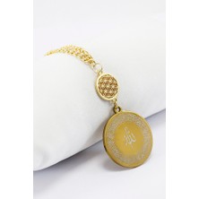 Biuti Yaşam Çiçeği Çelik Ön Allah Ayetel Kürsi Arka Felak Nas Ihlas Araba Dikiz Ayna Süsü Gold