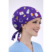 Dr. Mitra Cerrahi Bone Medikal Doktor Hemşire Hastane Bonesi Unisex -Mor Maske