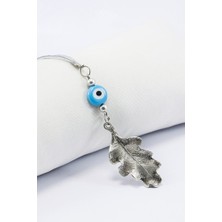 Biuti Mavi Nazar Boncuklu Metal Yaprak Araba Dikiz Ayna Süsü, Minimal Tarz Araba Hediyesi