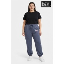 Superlife Kadın Büyük Beden Brooklyn 1970 Baskılı Paça Lastikli Jogger Ince Eşofman Altı SPR26BEAK951-3