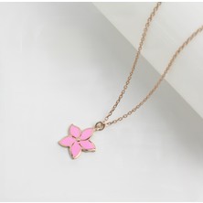 Trend Robo 925 Ayar Gümüş Pembe Güllü Rose Gold  Kolye | Kadınlar Için Şık Hediye