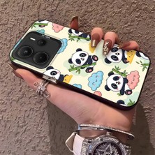 HONTINGA Xiaomi Redmi Note 14 ile Uyumlu Kılıfı Silikon Kenar Sert Arka Düşüme Önleyici Basitlik Anti Düşme Kamera Korumali Panda Desen Telefon Kılıfı Kadın ve Erkek Için Uygundur K1-0626