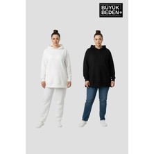 Superlife Kadın Büyük Beden 2 'li Set Kapşonlu Tunik Ince Sweatshırt  SPR26BTK991+2