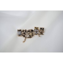 Atelier Tuğba BRŞ019 Incili Taşlı Dal Üzerinde Baykuş Figürlü Broş