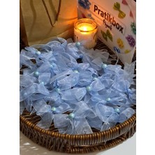 Pratikbox Fiyonk / Tül 2cm'lik / Hediyelik / Süsleme / Mavi Renk/yarım Inci Boncuklu / 50 Adet
