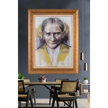 Giyense Özel Seri Altın Paspartulu Çerçeveli Atatürk Tablo J07