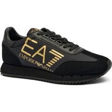 EA7 Unısex Kalın Rahat Taban Logo Desenli Süet Detaylı Siyah Sneaker 7X000541 AF18609-MZ177