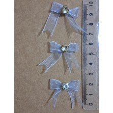 Pratikbox Mini Fiyonk / Altın Tek Taşlı / Tül 1cm'lik / Hediyelik / Süsleme / Mavi Renk / 50 Adet