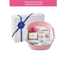 Normadia Yenileyici Ayak Bakım Seti, Pembe, Pedikür Leğeni, Şekerli Peeling, Çatlak Kremi, Nem Topu