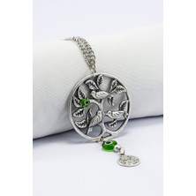 Biuti El Yapımı Yeşil Cam Nazar Boncuklu Metal Kuşlar Araba Dikiz Ayna Süsü