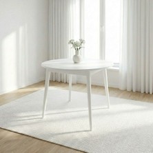 Silla Concept Vera Beyaz Ahşap Oval Açılır Masa (Çap 110)