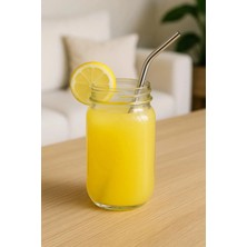 Tasarım Evi Çelik Pipet Paslanmaz Çelik Metal Meşrubat Pipeti ve Pipet Temizleme Fırçası Seti 6 Parça(4 Adet Pipet -2 Adet Fırça)