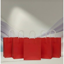 Aybaş Kağıtçılık 1.Kalite 25x31 Cm Büyük Boy ( 15 Adet ) Kırmızı Renkli Kraft Kağıt Çanta,Hediye Paketi, Hediye Poşeti