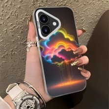 HONTINGA iPhone 16 ile Uyumlu Kılıfı Silikon Kenar Sert Arka Düşüme Önleyici Basitlik Anti Düşme Kamera Korumali Gökkuşağı Desen Telefon Kılıfı Kadın ve Erkek Için Uygundur K1-0627