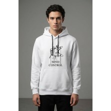 Yyz Store Mind Baskılı Beyaz Kapüşonlu Sweatshirt | Unisex Oversize Hoodie | Pamuklu Kışlık