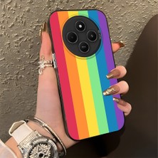HONTINGA Xiaomi Redmi 14C 4g ile Uyumlu Kılıfı Silikon Kenar Sert Arka Düşüme Önleyici Basitlik Anti Düşme Kamera Korumali Gökkuşağı Desen Telefon Kılıfı Kadın ve Erkek Için Uygundur K1-0627