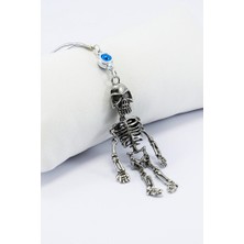 Biuti Turkuaz Nazar Boncuğu Metal Hareketli Iskelet Araba Süsü, Dikiz Ayna Süsü