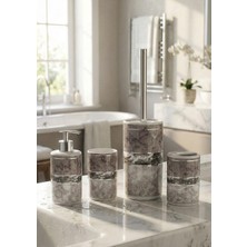 Hometarz Porselen Banyo Seti - 4 Parça, Gri