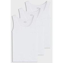 Boss Erkek Regular Fit Yuvarlak Yakalı %100 Pamuk 3'lü Paket Beyaz Atlet 50542132-100