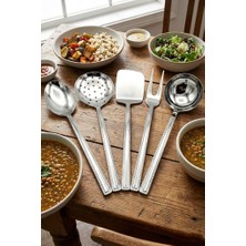 Tiesa Home 5li Çelik Spatula Servis Kaşığı Çatalı Kevgir Kepçe Takımı Seti Inci
