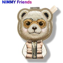 Nimmy Magsafe Uyumlu | 3D Gözlük ve Fermuarlı Gerçek Nakışlı Ayıcıklı Manyetik Telefon Tutucu Stand