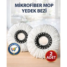 Nistabolje 2 Adet Mikrofiber Döner Başlıklı Mop Yedeği 360 Derece Dönme Özelliği ile Temizlik