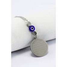 Biuti Otantik Metal Boncuklu Nazarlı Çelik Çift Taraflı Ayetel Kürsi Felak Nas Ihlas Araba Dikiz Ayna Süsü