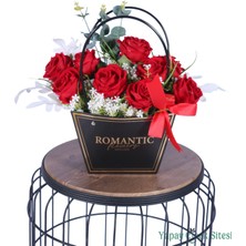 Yapay Çiçek Sitesi Yapay Çiçekli Romantic Çantalı Aranjman Model 24