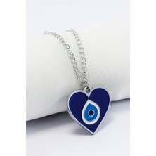 Biuti Metal Kalp Nazar Boncuğu Zincirli Araba Dikiz Ayna Süsü, Yeni Araba Hediyesi