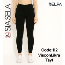 Belpa Sıla Sella Viskon Likralı Siyah Kadın Tayt