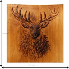 Ahşap Geyik Rölyef Duvar Dekoru 35X35 cm