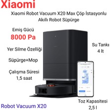 Xiaomi Moplu Özelliği ile Robot Vacuum X20 Max Robot Süpürge + Xiaomi Baskül Hediye